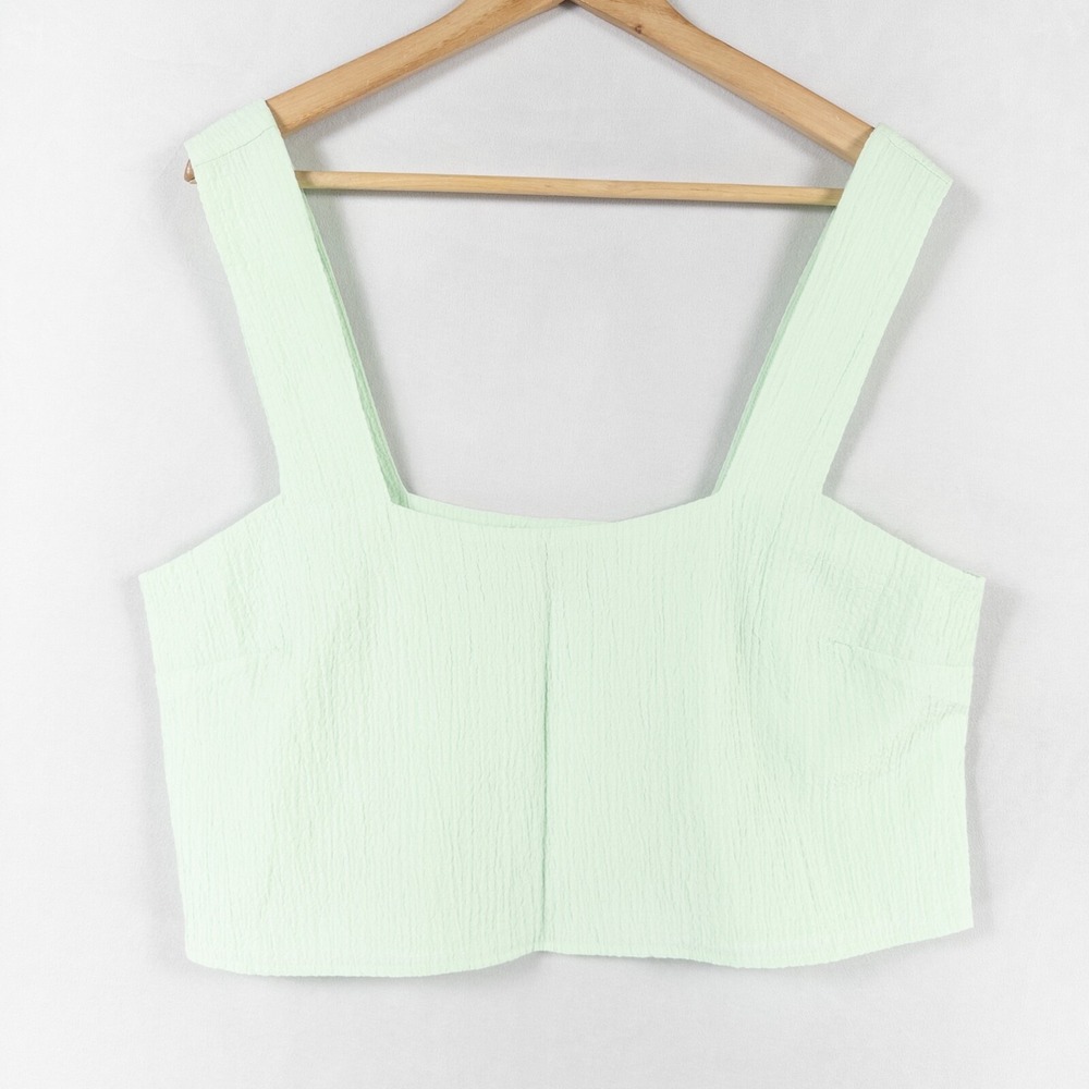 Show Me Your Mumu Tank Top Womens Large Mint Green Crop Crinkle Fabric Lined